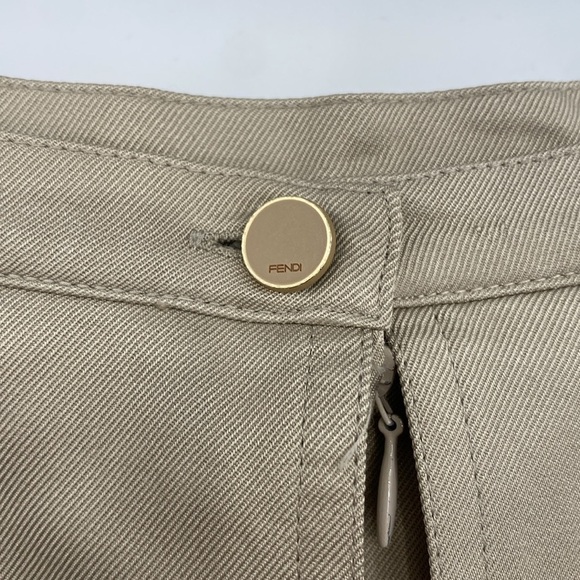 Fendi Skirt Womens 40 Tan Twill Silk Mini Peplum Layered Pencil Classy Designer - Picture 4 of 15
